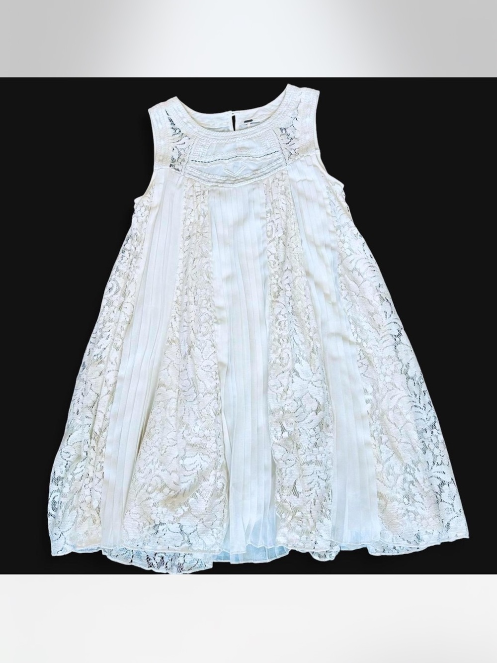 *Like New* FREE PEOPLE Lace & Pleat Sleeveless High Neck Babydoll Dress — S